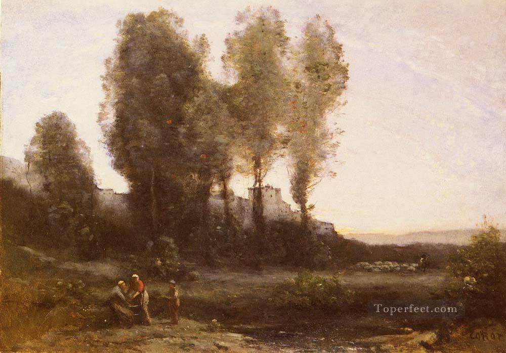 Le Monastere Derriere Les Arbres plein air Romanticismo Jean Baptiste Camille Corot Pintura al óleo